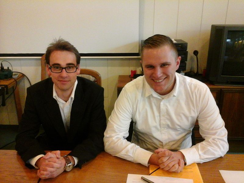 Der neue gewählte Landesgeschäftsführer Matthias Lorenz (1. v. li.) mit dem Landesvorsitzenden Christoph Ponto